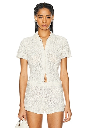 Magda Butrym Boucle Button Up Shirt in Cream - Cream. Size 34 (also in ).