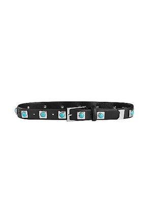 AUREUM Studded Belt in Silver & Turquoise - Black. Size M/L (also in XS/S, XXS).