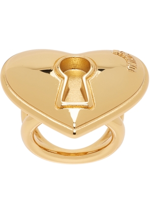 Moschino Gold Heart Lock Ring