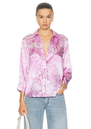 L'AGENCE Dani 3/4 Sleeve Blouse in Lilac Snow Decorated Paisley - Purple. Size L (also in M, S, XS).