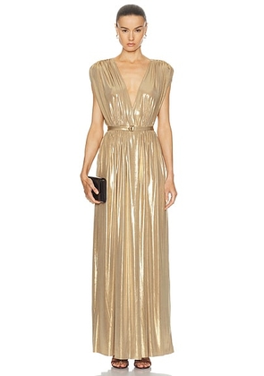 Norma Kamali Athena Gown in Gold - Metallic Gold. Size L (also in M, S, XL, XS).
