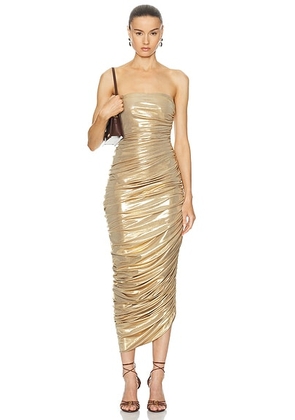 Norma Kamali Strapless Diana Gown in Gold - Metallic Gold. Size L (also in M, S, XL, XS).