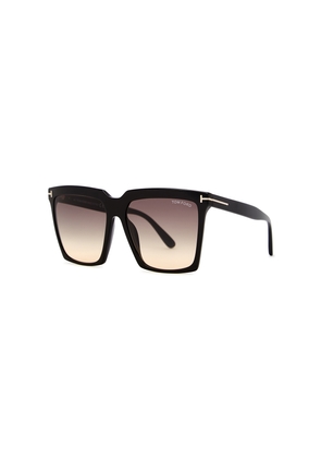 Tom Ford - Square-frame Sunglasses Sabrina, Black, Designer-engraved Graduated Orange Lenses, 100% UV Protection