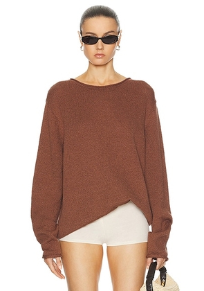 The Elder Statesman Solid Roll Crew Sweater in Cinnamon - Burgundy. Size L (also in M, S, XS).