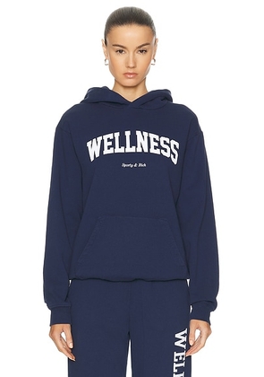 Sporty & Rich Wellness Ivy Hoodie in Navy & White - Navy. Size L (also in M, S, XS).