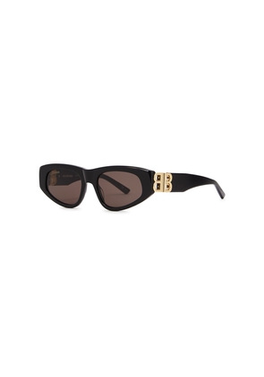 Balenciaga - Cat-eye Sunglasses Black, Designer-engraved Charcoal Lenses, Gold-tone B Designer Plaque at Temples, 100% UV Protection
