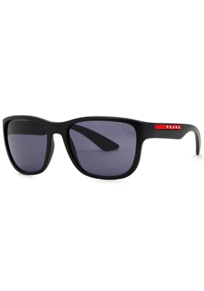 Prada Linea Rossa - Wayfarer-style Sunglasses Black, Matte, Designer Plaque at Arms, 100% UV Protection
