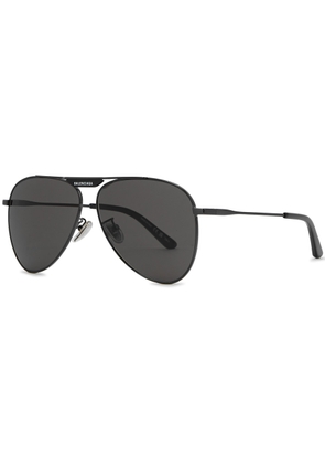 Balenciaga - Tag 2.0 Aviator-style Sunglasses Metal, Designer Plaque at top Bar, Acetate Tips, 100% UV Protection - Grey