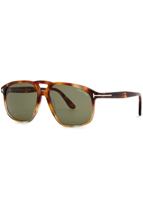 Tom Ford - Aviator-style Sunglasses Brown, Pierre, Signature T Insert at Temples, 100% UV Protection