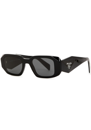 Prada - Rectangle-frame Sunglasses Black, Designer-stamped Wide Arms, 100% UV Protection