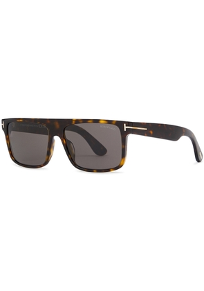 Tom Ford -Square D-frame Sunglasses Brown, Transparent, Polarised Lenses, Signature T Insert at Temples, 100% UV Protection