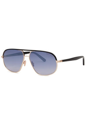 Tom Ford - Aviator-style Sunglasses Maxwell, Mirrored Lenses, Metal, 100% UV Protection - Gold