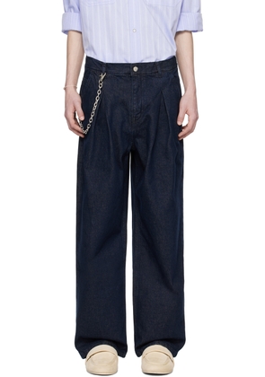 AFTER PRAY Navy Pleated Jeans