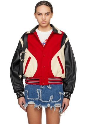 Andersson Bell Black & Red Robyn Leather Bomber Jacket