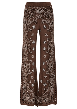 Amiri Bandana-intarsia Flared Knitted Trousers - Brown - XS (UK6 / XS)