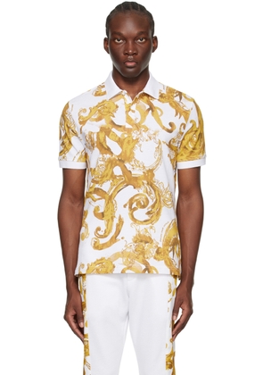 Versace Jeans Couture White Watercolour Couture Polo
