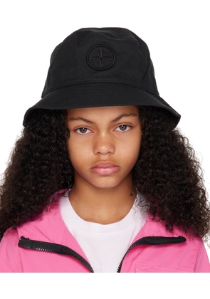 Stone Island Junior Kids Black Embroidered Bucket Hat
