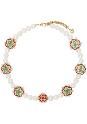 Casablanca White & Gold Gradient Flower Short Necklace