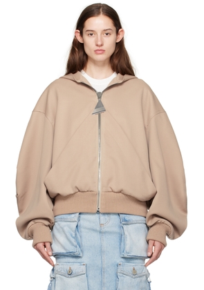 The Attico Beige Hooded Bomber Jacket