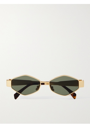 CELINE Eyewear - Triomphe Hexagon-frame Gold-tone And Tortoiseshell Acetate Sunglasses - One size