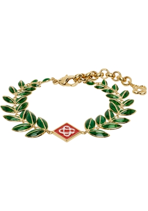 Casablanca Gold & Green Laurel Leaf Bracelet