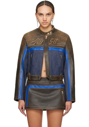 Andersson Bell Blue & Brown Racing Leather Jacket