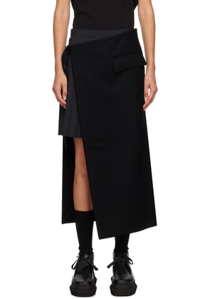 sacai Black Layered Midi Skirt