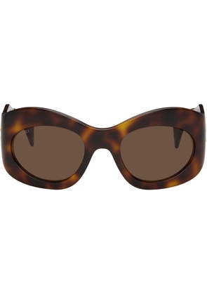 Gucci Tortoiseshell Wrapped Oval Sunglasses