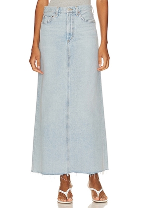 AGOLDE Hilla Long Line Skirt in Blue. Size 25, 30, 32.