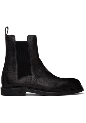 Emporio Armani Black Paneled Chelsea Boots