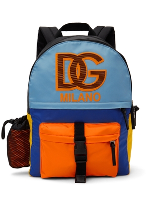 Dolce & Gabbana Kids Blue & Orange 3D Logo Backpack