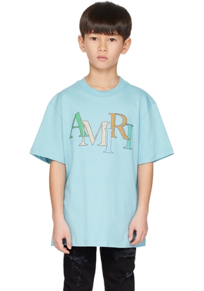 AMIRI Kids Blue Staggered Scribble T-Shirt