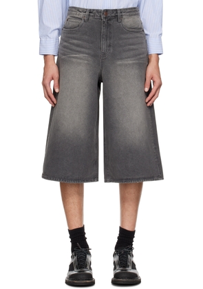 LOW CLASSIC Gray Faded Denim Shorts