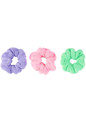 Hunza G Three-Pack Kids Multicolor Textured Scrunchies
