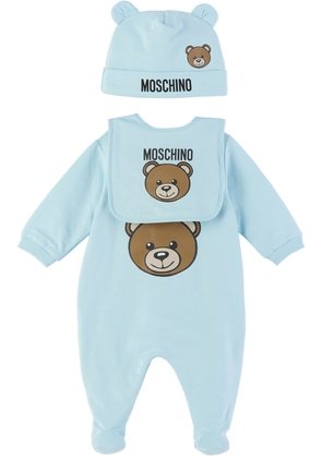 Moschino Baby Blue Teddy Babygrow Three-Piece Set