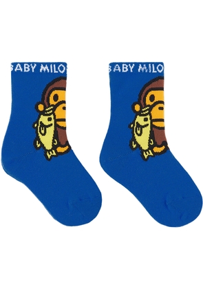 BAPE Kids Blue Baby Milo Black Bass Socks