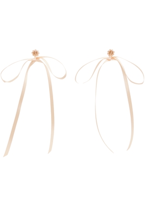 Simone Rocha Beige & Pink Bow Ribbon Stud Earrings