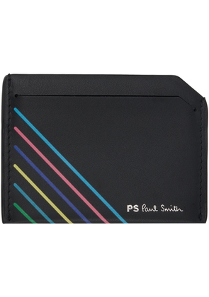 PS by Paul Smith Black Leather 'Sports Stripe' Credit Card Holder