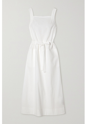 Max Mara - Leisure Panfilo Belted Cotton-seersucker Midi Dress - White - UK 2,UK 4,UK 6,UK 8,UK 10,UK 12,UK 14,UK 16,UK 18