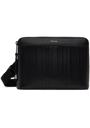 Paul Smith Black Leather Shadow Stripe Musette Pouch