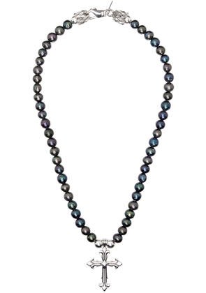 Emanuele Bicocchi Black Pearl Cross Necklace