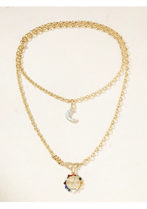Foundrae - Inner Light Astrology Crescent Karma Heavy Belcher Sister Hook 18-karat Gold Multi-stone Necklace - One size