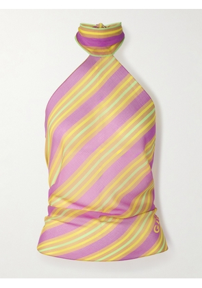 Gucci - Striped Silk And Cotton-blend Seersucker Halterneck Top - Multi - One size