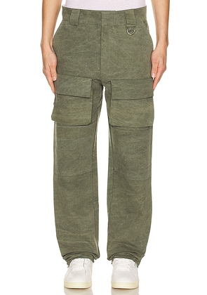 Askyurself Canvas Cargo Pants Green in Olive. Size 34.