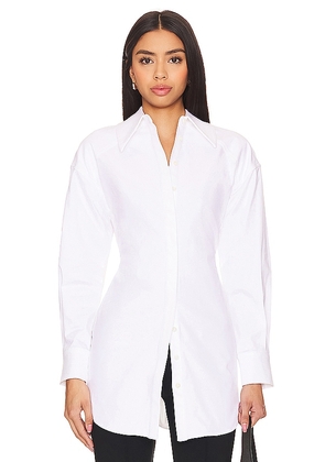 Camila Coelho Elin Oversized Shirt in White. Size XL, XXS.