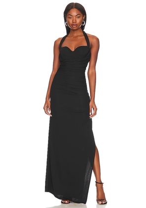 LPA Naima Ruched Maxi Dress in Black. Size S, XS, XXS.