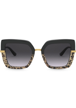 Dolce & Gabbana Eyewear Half Print oversized square-frame sunglasses - Black
