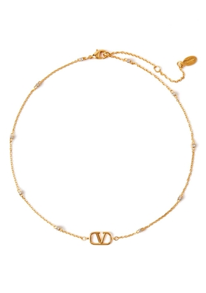 Valentino Garavani VLogo Signature crystal-embellished necklace - Gold