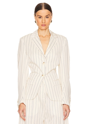 REMAIN Drapey Striped Blazer in Ivory. Size 34, 38, 40.