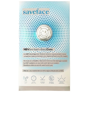 SAVEFACE NBV(no bad vibes) Coin Anti-Radiation Blocking Decal in Blue.
